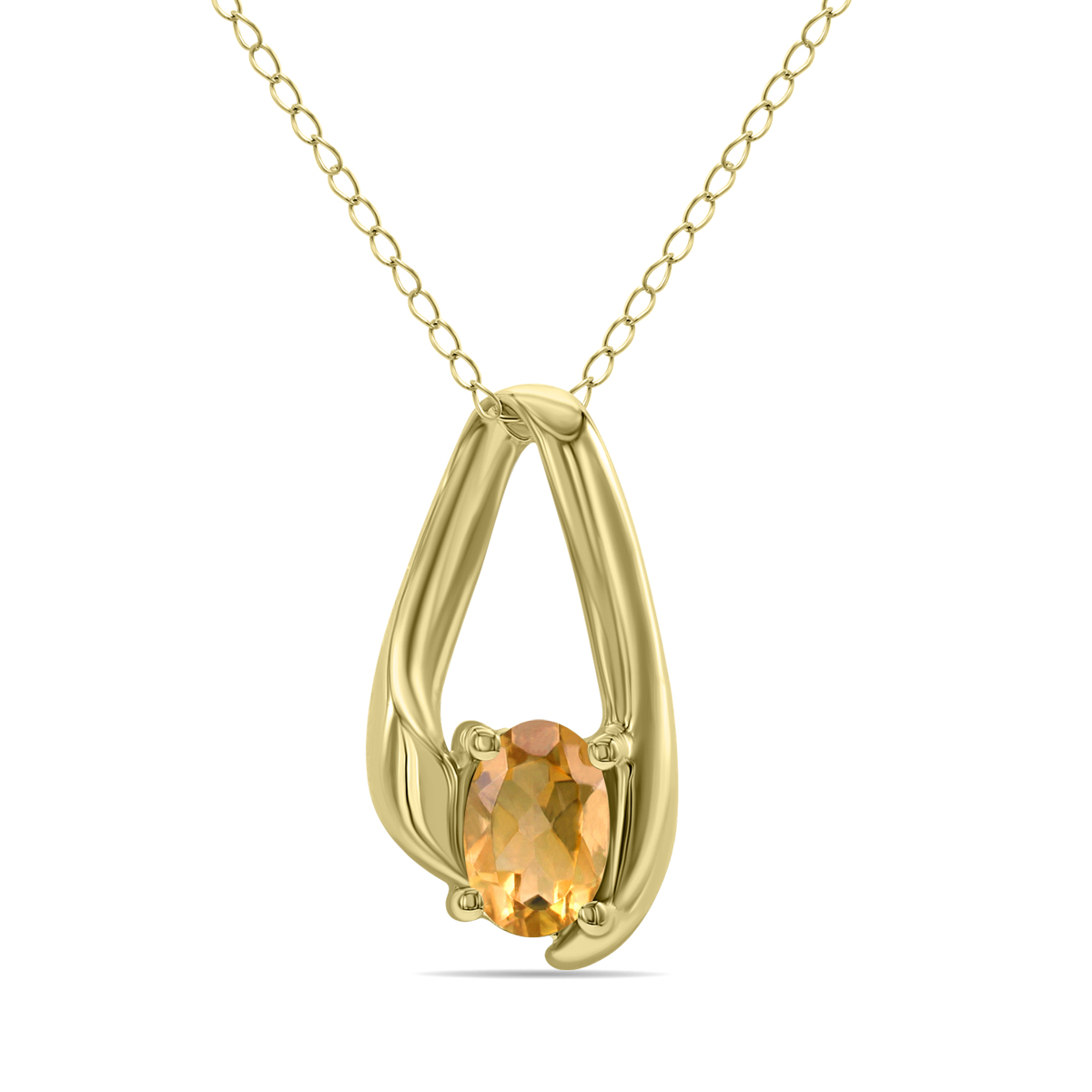 Citrine Loop Pendant Necklace in 10K Yellow Gold