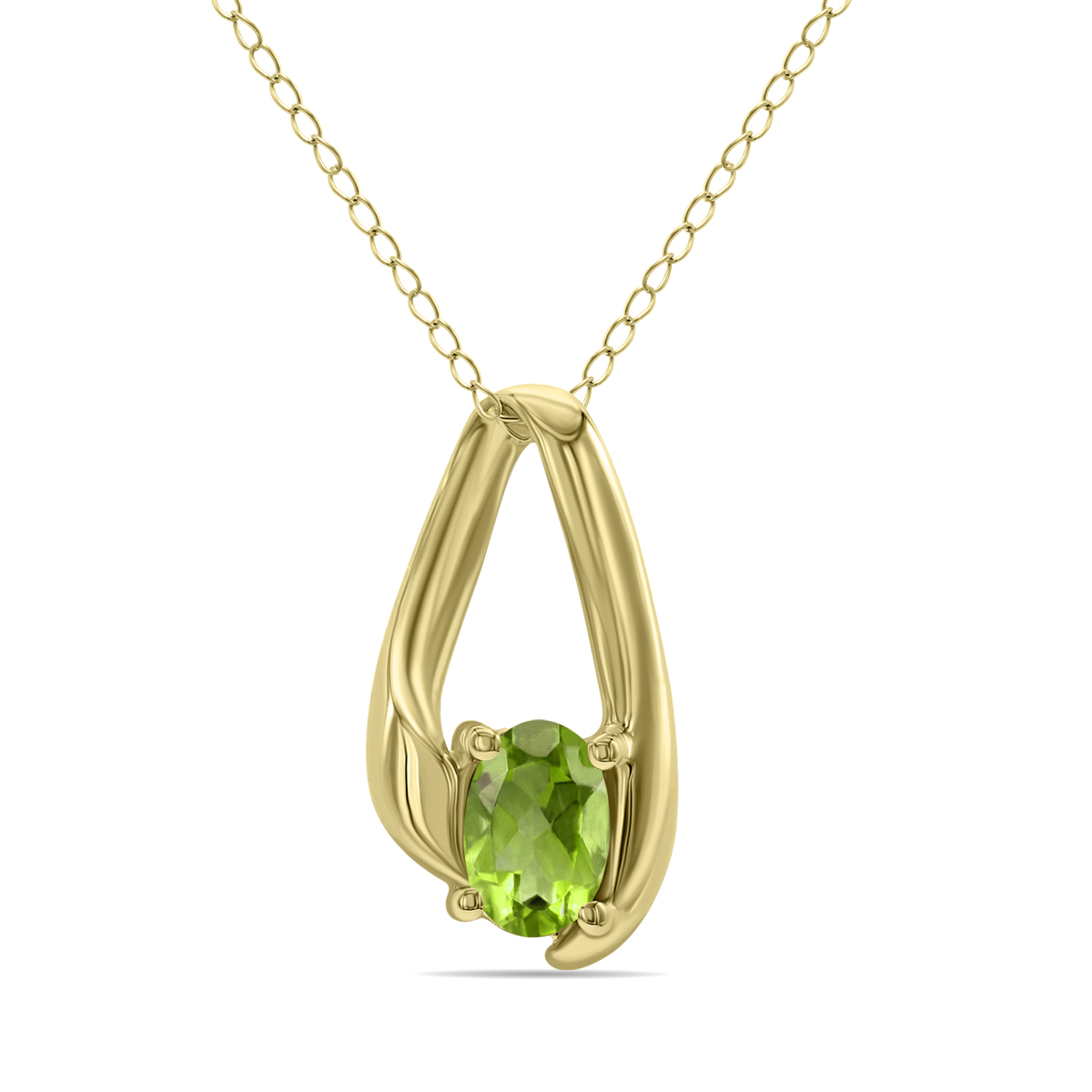 Peridot Loop Pendant Necklace in 10K Yellow Gold
