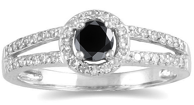 1/2 Carat TW Black and White Diamond Ring in 10K White Gold