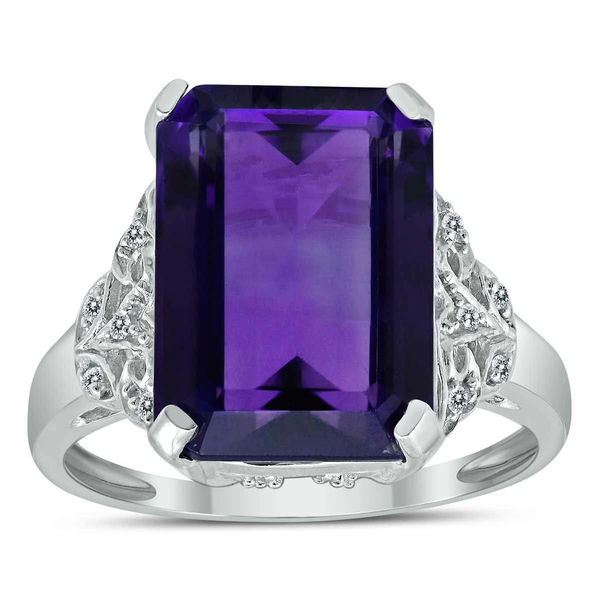 Amethyst and Diamond Royal Splendor Cocktail Ring in .925 Sterling Silver
