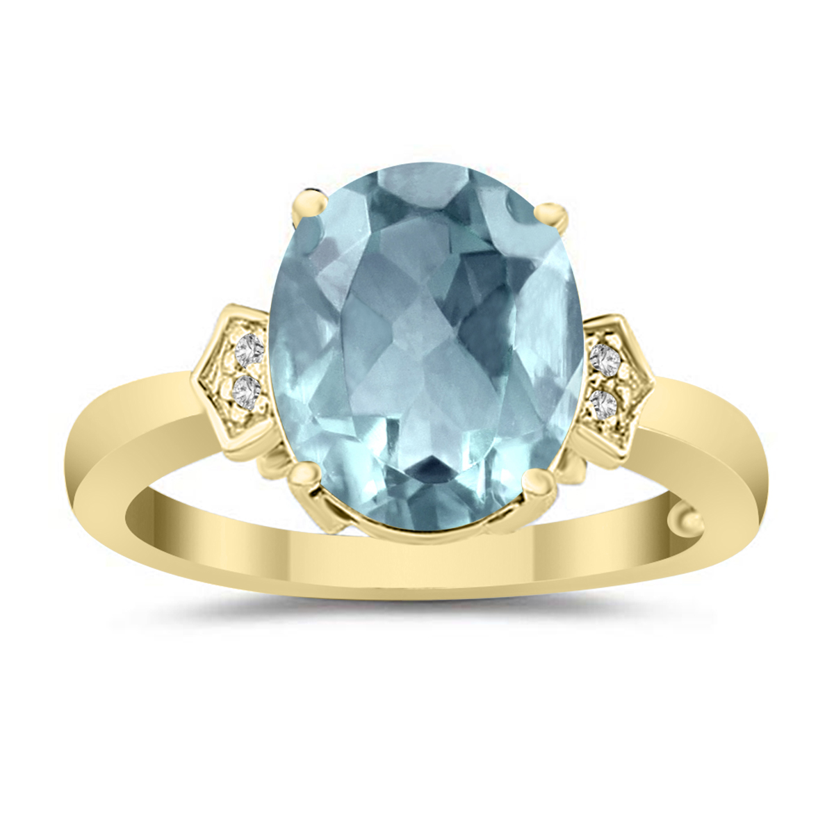 Aquamarine and Diamond Ring in 10K Yellow Gold