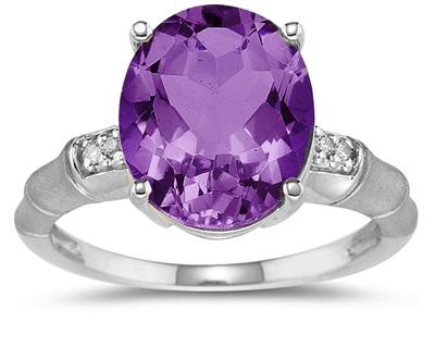 3.97 Carat Amethyst and Diamond Ring in 14K White Gold
