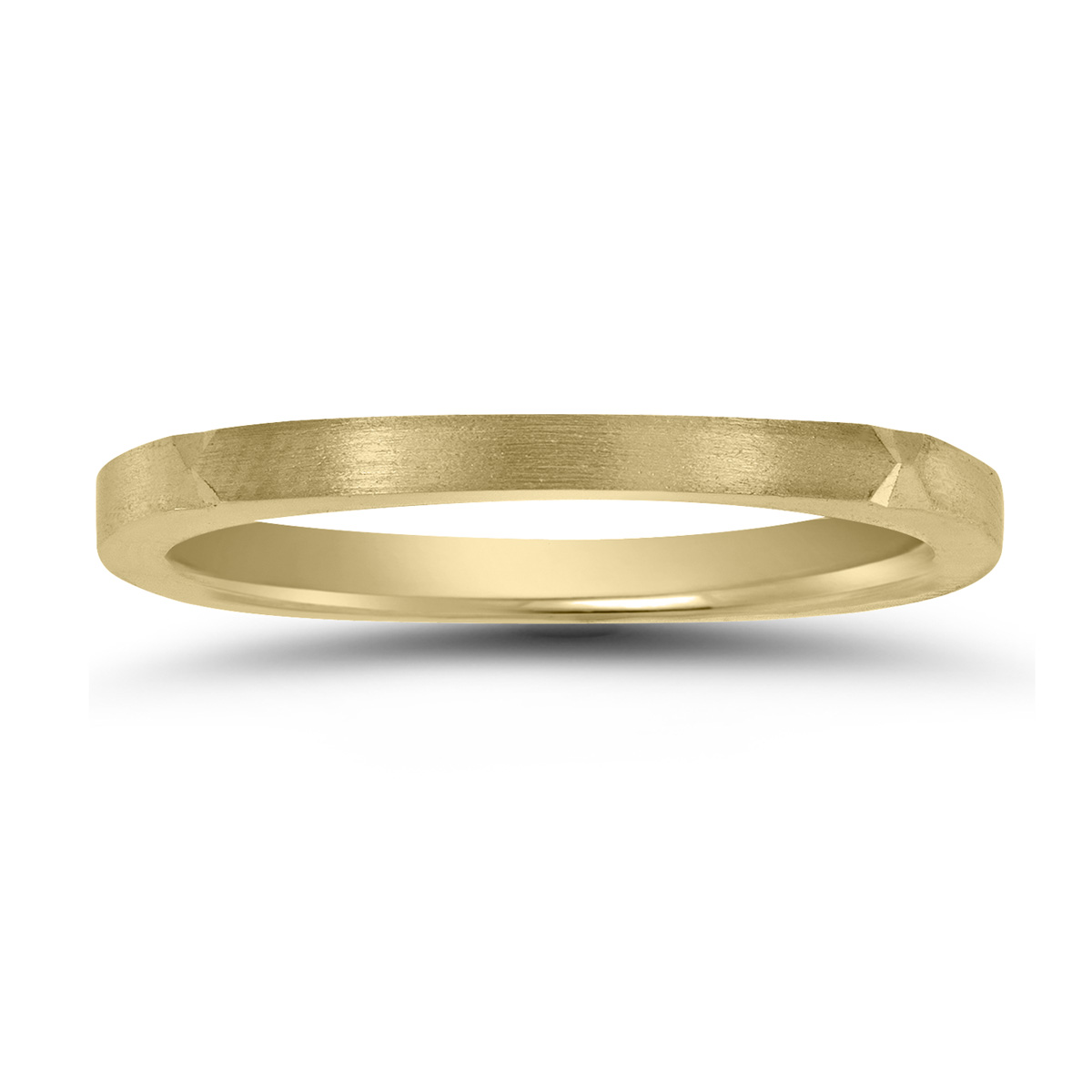 Thin 1.5MM Four Sided Wedding Band with Matte Finish in 14K Yellow Gold