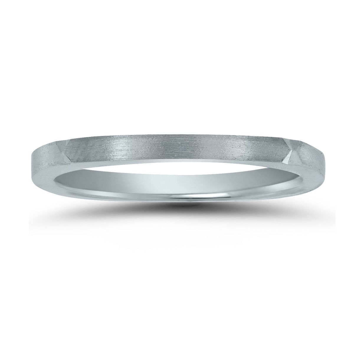 Thin 1.5MM Four Sided Wedding Band with Matte Finish in 14K White Gold