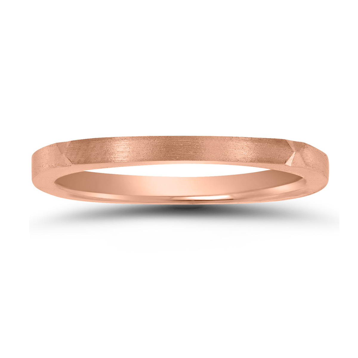 Thin 1.5MM Four Sided Wedding Band with Matte Finish in 14K Rose Gold