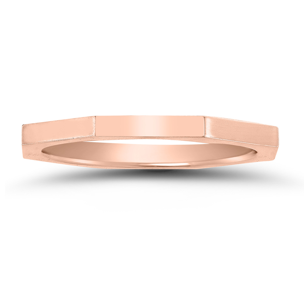 1.5MM Thin Eight Sided Octagon Wedding Band in 14K Rose Gold