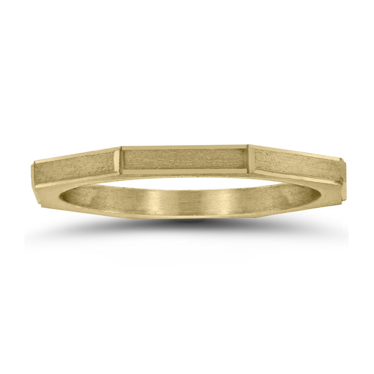 Eight Sided Thin 1.5MM Matte Finish Wedding Band in 14K Yellow Gold