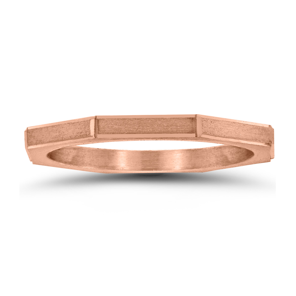 Eight Sided Thin 1.5MM Matte Finish Wedding Band in 14K Rose Gold