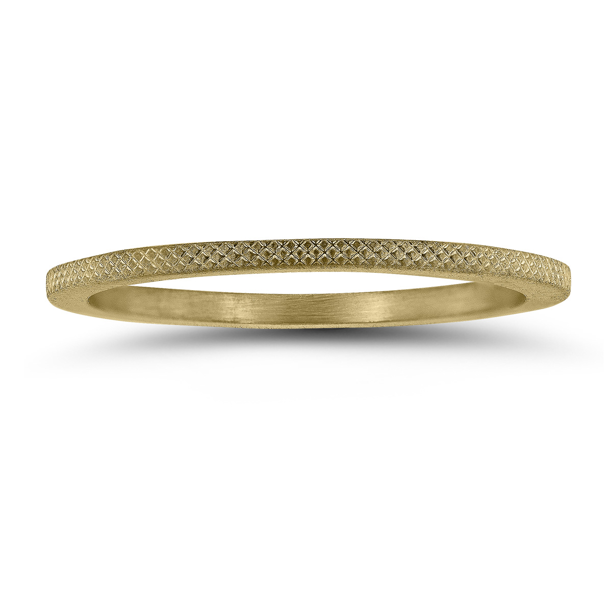 1MM Thin Wedding Band with Cross Hatch Center in 14K Yellow Gold