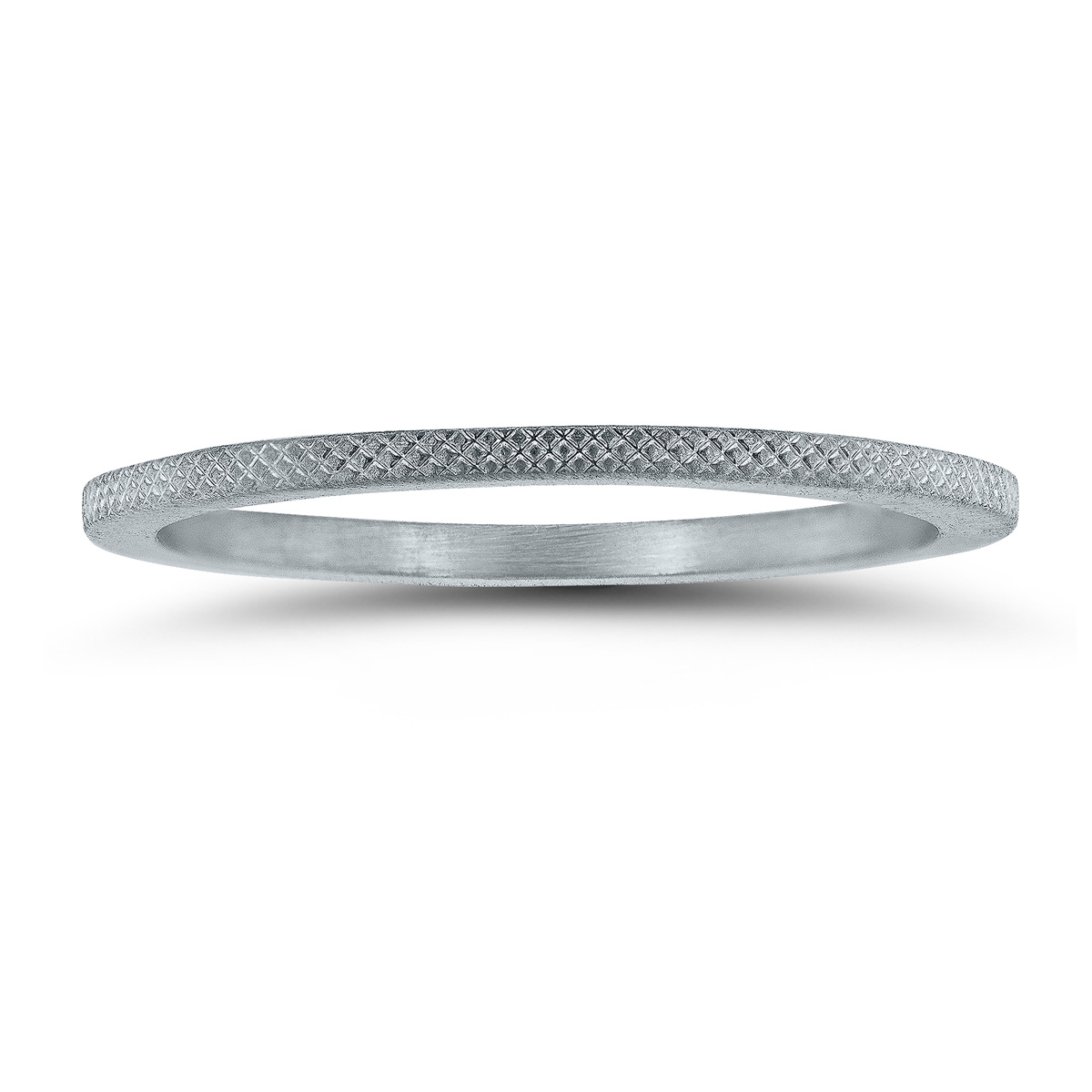 1MM Thin Wedding Band with Cross Hatch Center in 14K White Gold