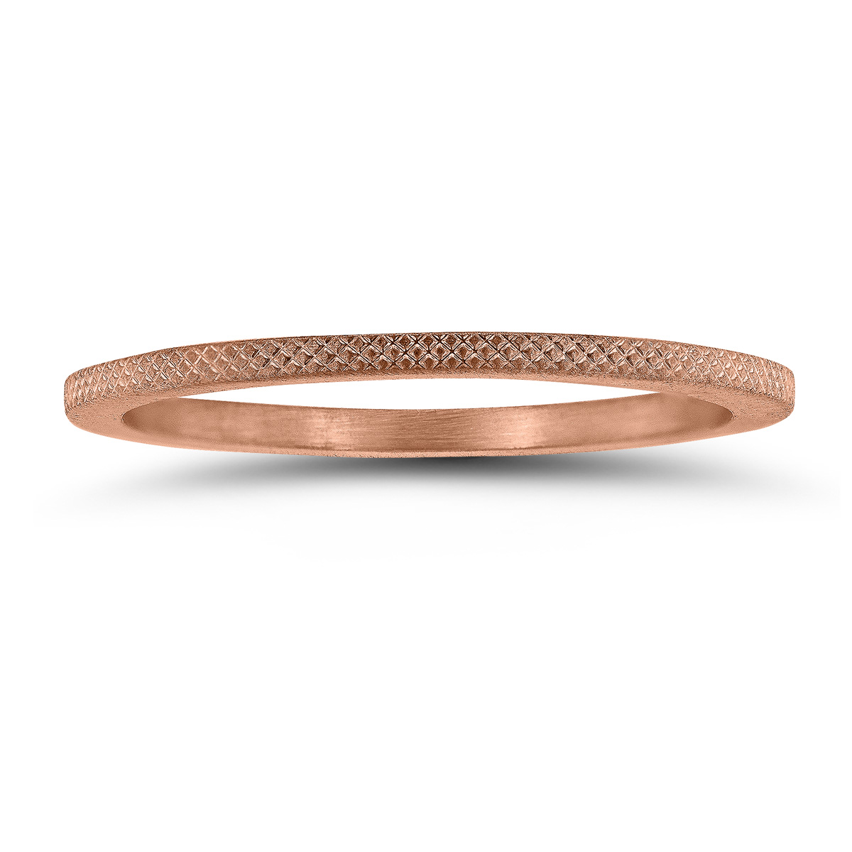1MM Thin Wedding Band with Cross Hatch Center in 14K Rose Gold