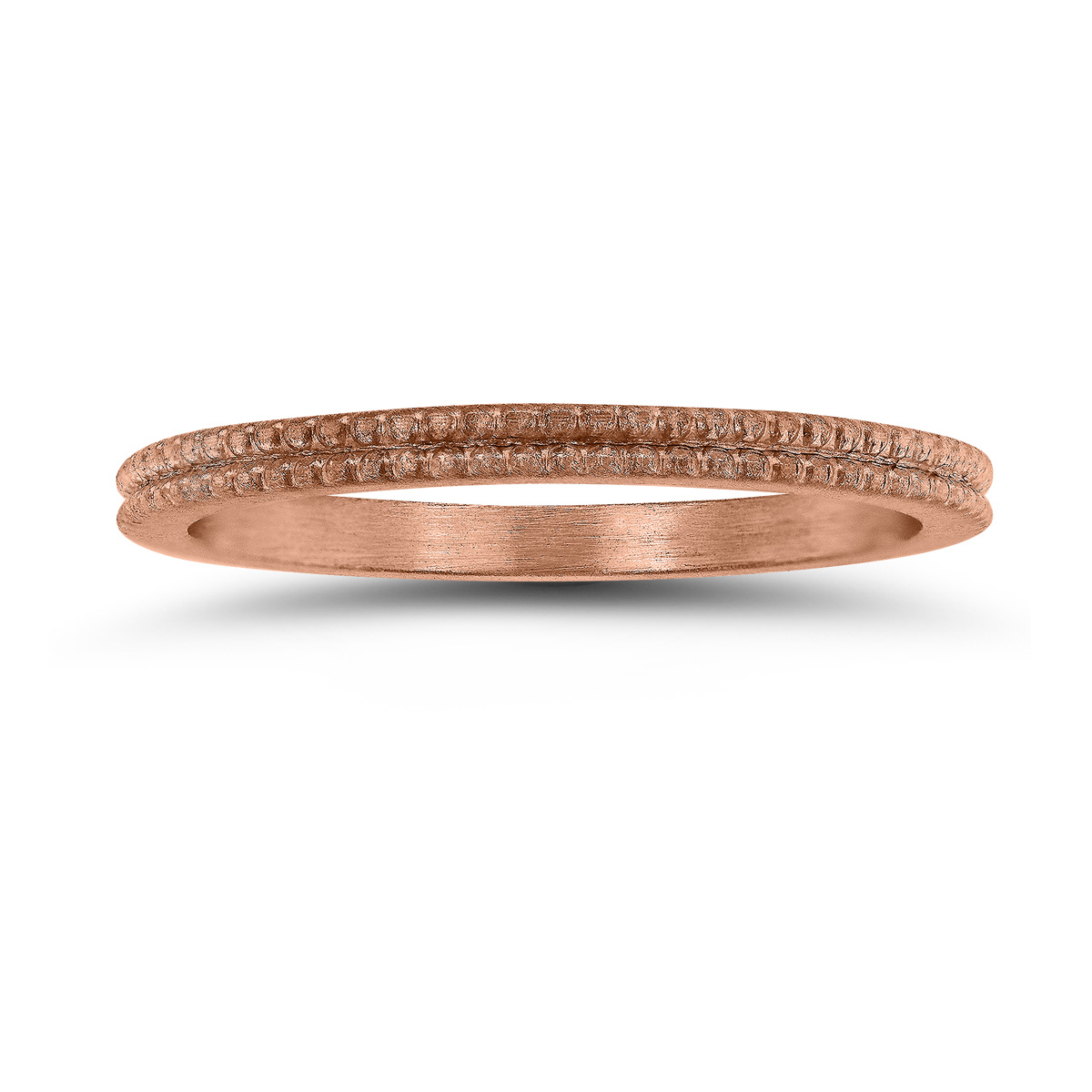 1.5MM Thin Beaded Wedding Band in 14K Rose Gold